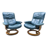 Leather Stressless armchairs by Ekornes, Norway, 1980, set of 2