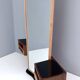 Wooden Entryway Mirror Organizer with Black Glass Tops, Italy