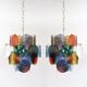 Multicoloured vintage Murano glass chandelier with 4 lights. Italy.