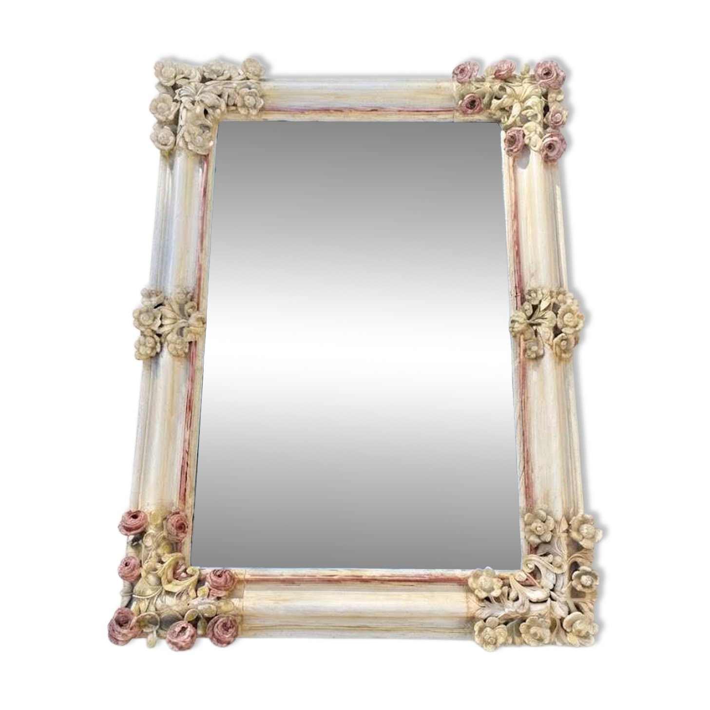 Large decorative mirror with a relief design of roses and flowers – Romantic style