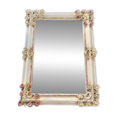Grand miroir décoratif à décor de roses et fleurs en relief – Style romanti