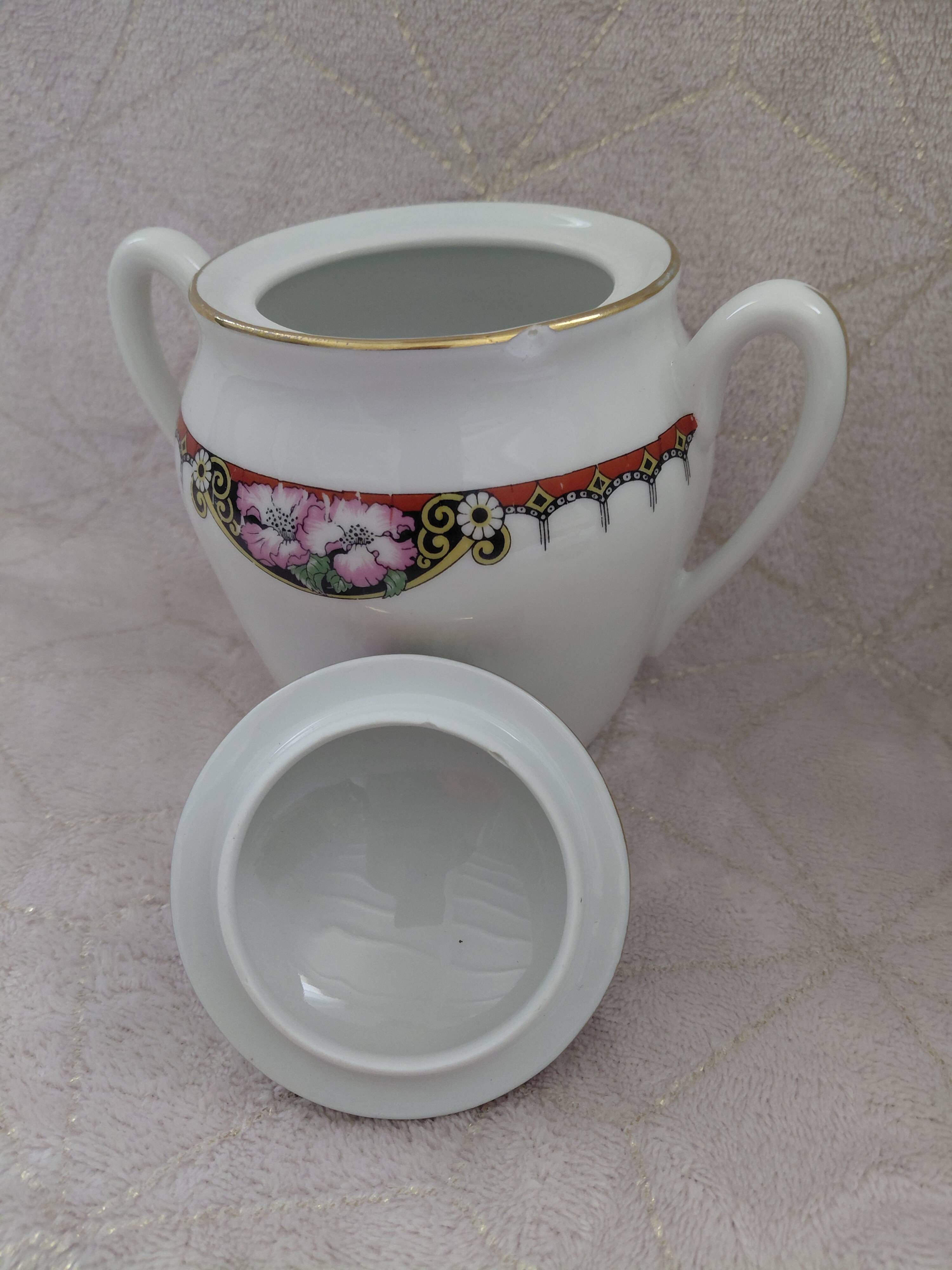 Théière et sucrier en porcelaine de Limoges