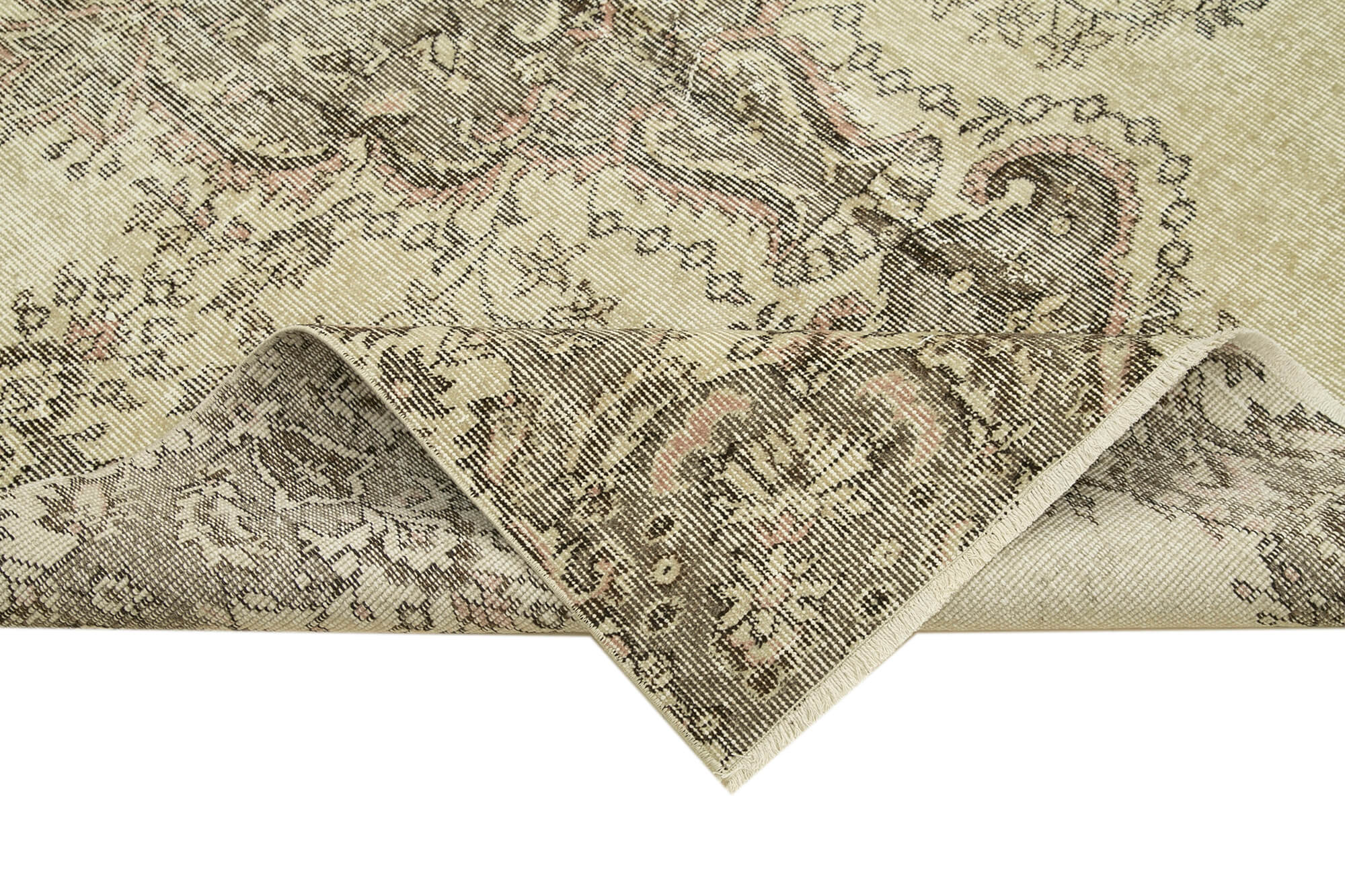 Handmade antique oriental beige rug 156 cm x 253 cm - 38895