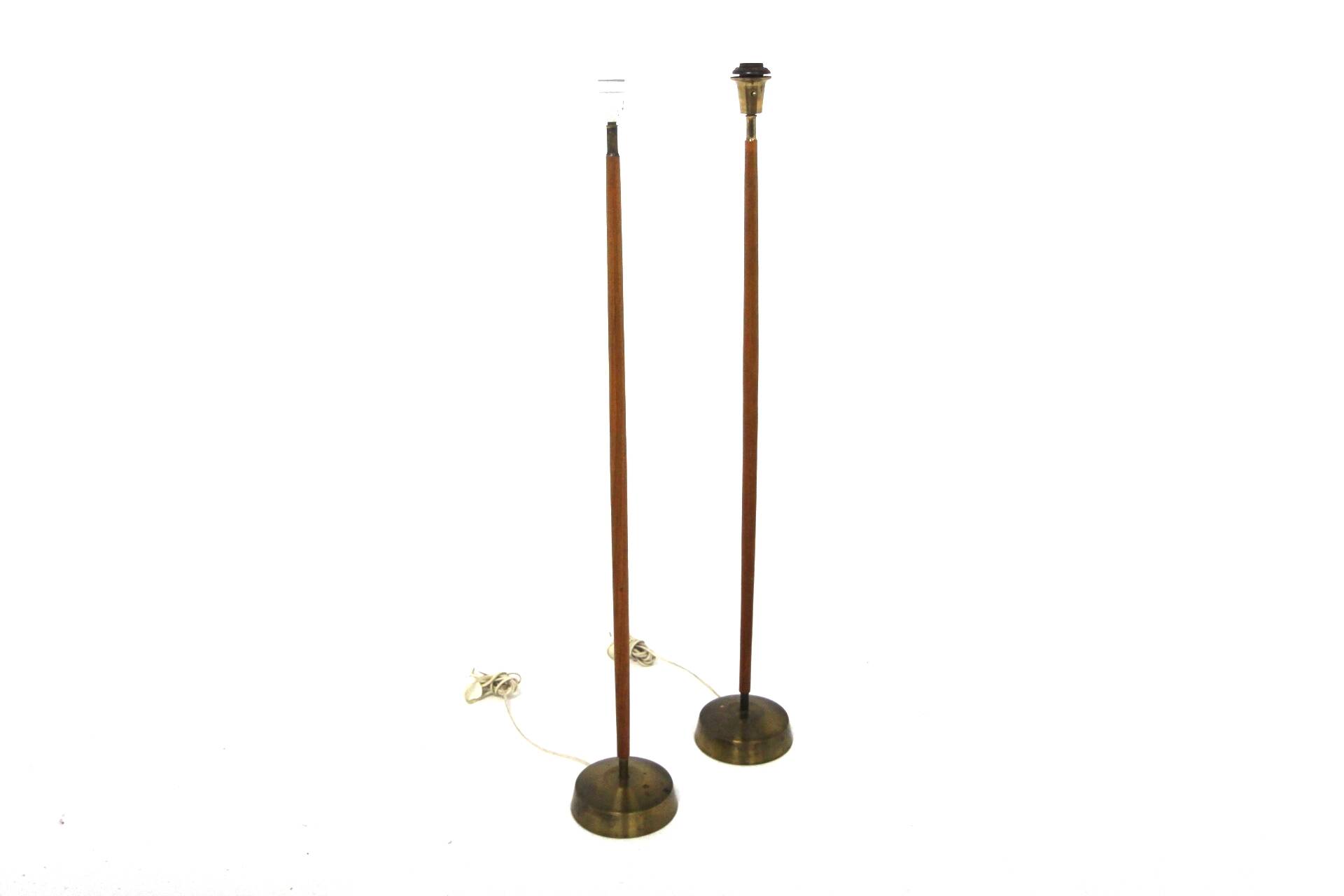 Set of 2 Scandinavian floor lamps in teak and metal, Sweden, 1960