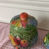 Pots in slip decoration fruits