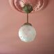 Art deco pendant lamp, art deco molded glass ball suspension, ceiling lamp, 30's