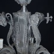 1940s Vintage Murano Clear Glass Chandelier, Classic Italian Art Glass