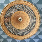 Paire de suspensions en osier vintage