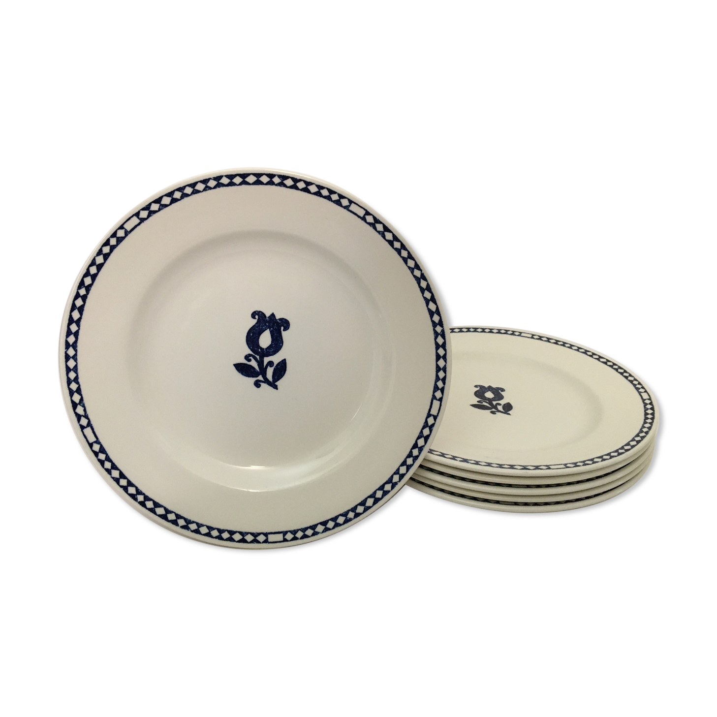Set of 6 dessert plates stamped "Churchill-England"