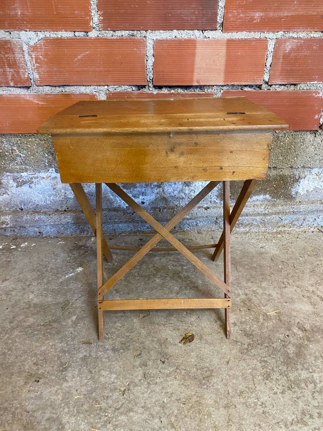 Antique children's wooden folding desk with case 50s vintage