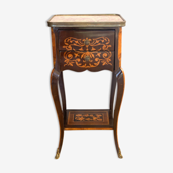 Bedside in marquetry and marble 18th century