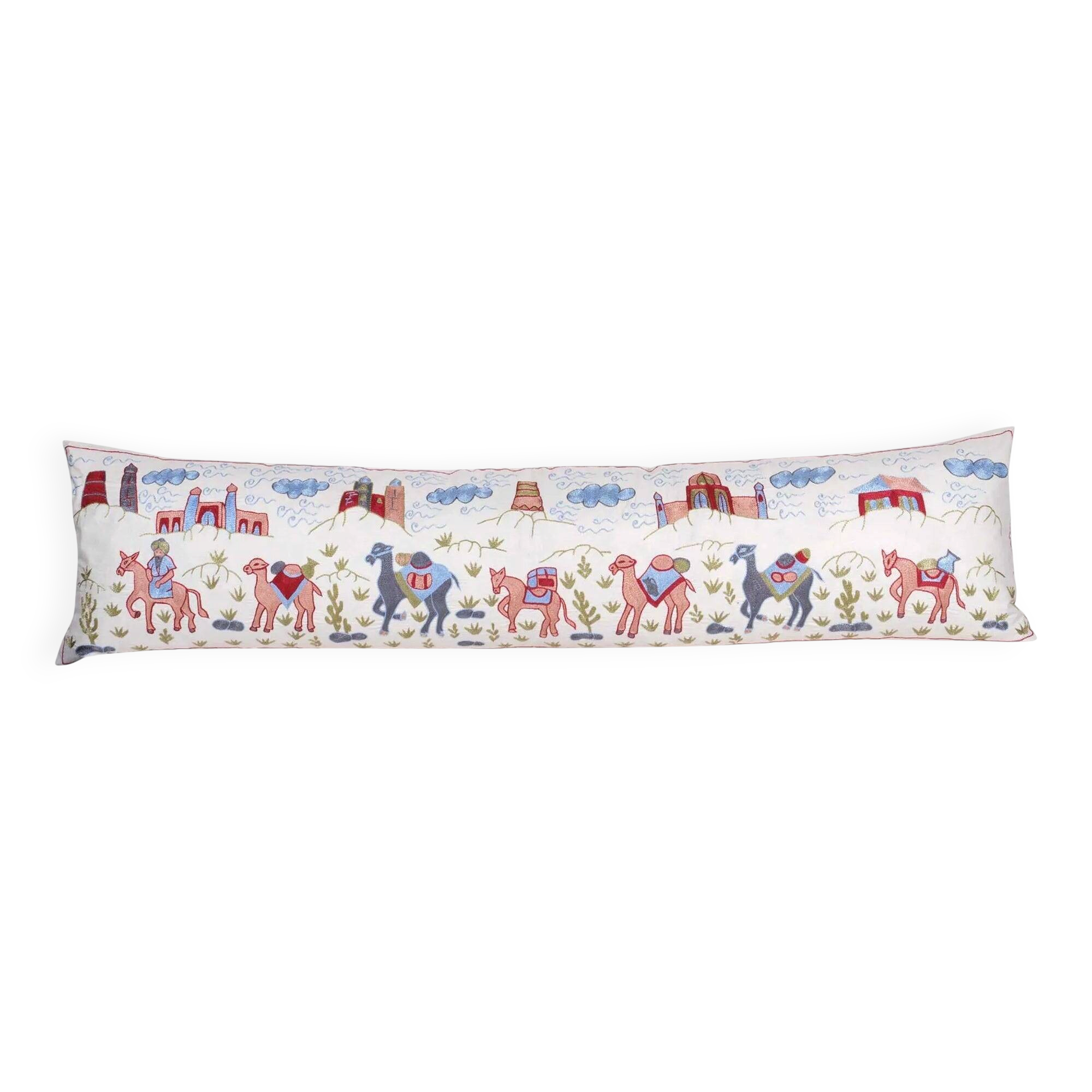 Vintage embroidered cushion cover 46x178 cm