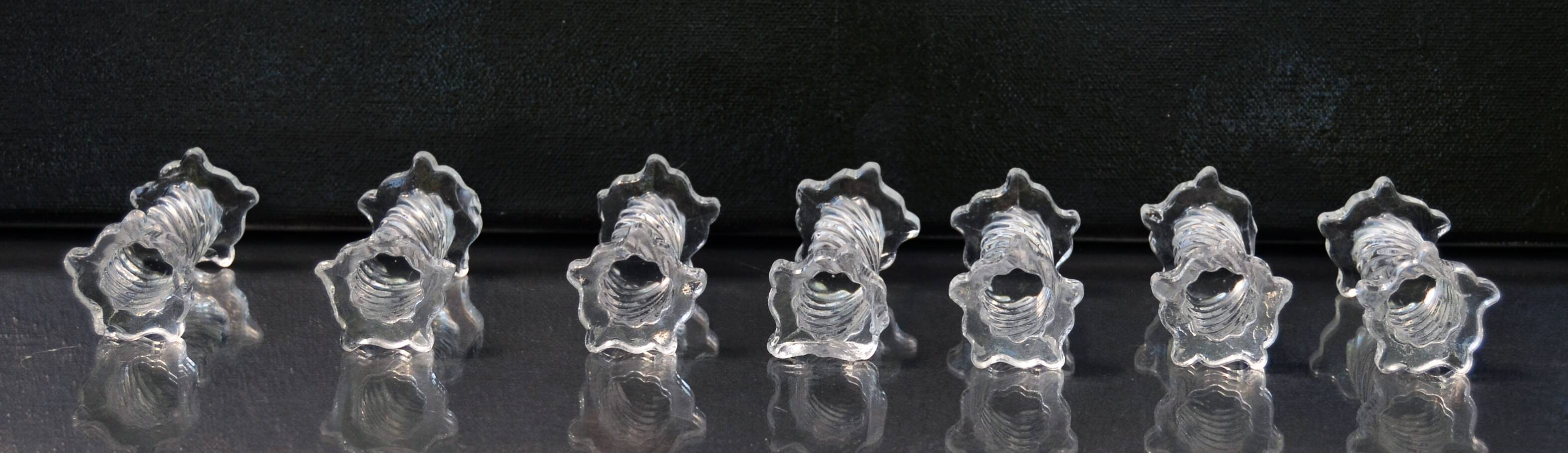 Lot of 5+2 Mid Century Twisted Knife Rests Cristallerie de Sevres Crystal Depose