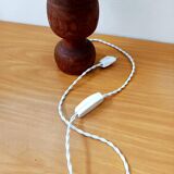 Brutalist wooden lamp and custom shade