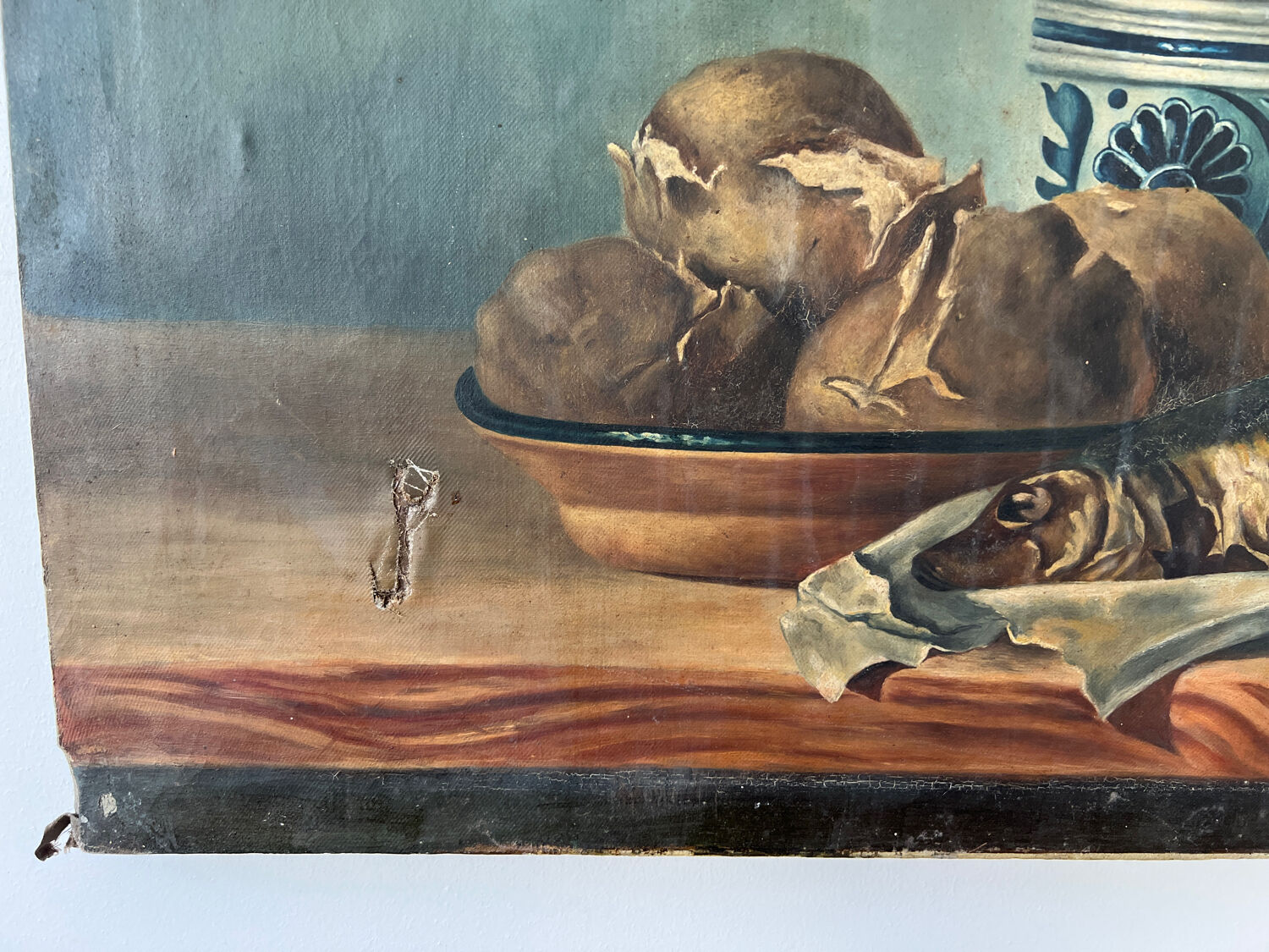 Still life fish potato bread