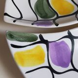 Three vintage free-form ceramic ravine dishes from the 1950s