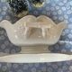 Antique porcelain gravy boat with bamboo motif