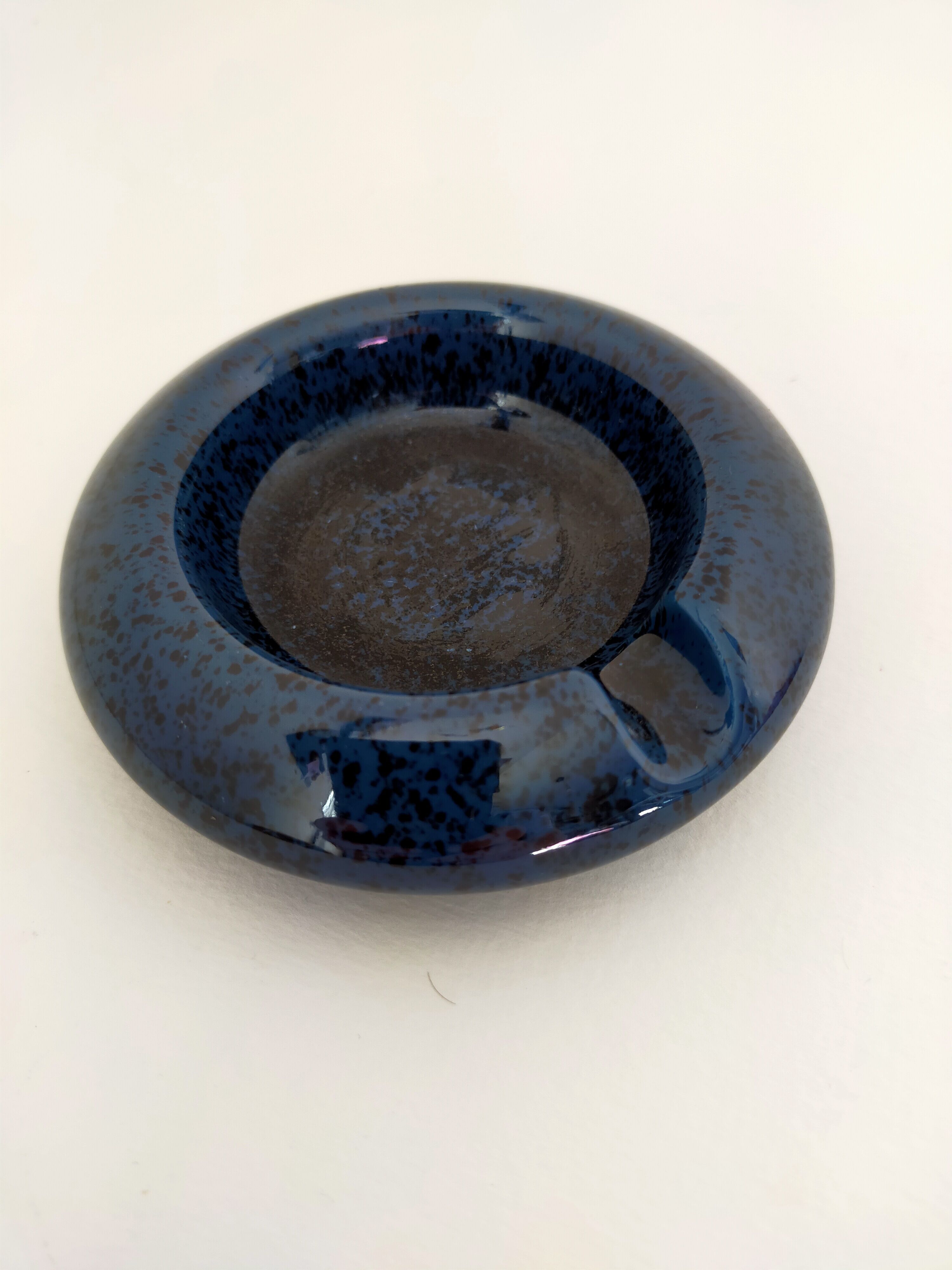 Vintage blue ashtray signed