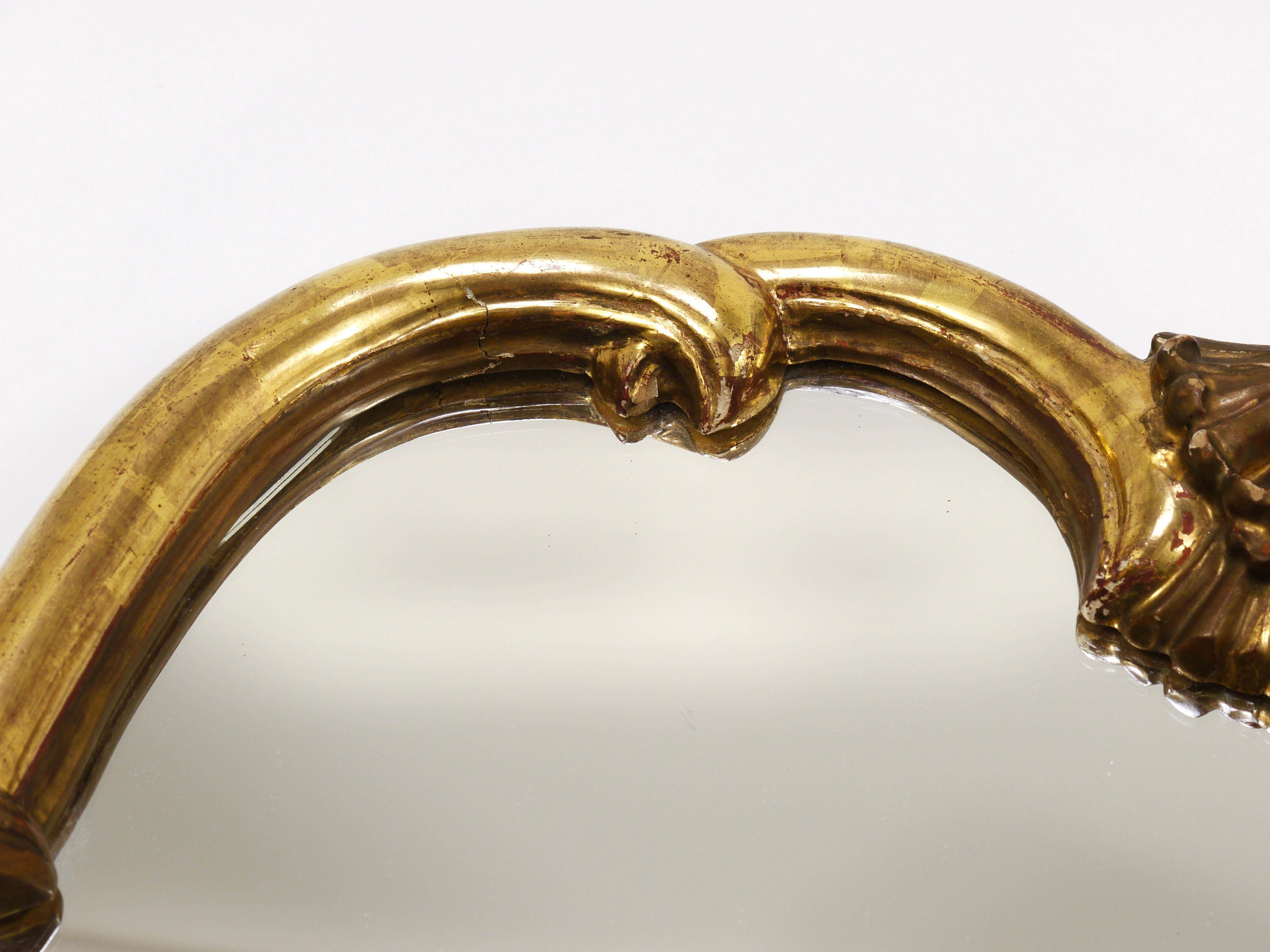 Max Welz Vienna Art Nouveau Hand-Carved Gilded Wood Wall Mirror, Austria, 1930s