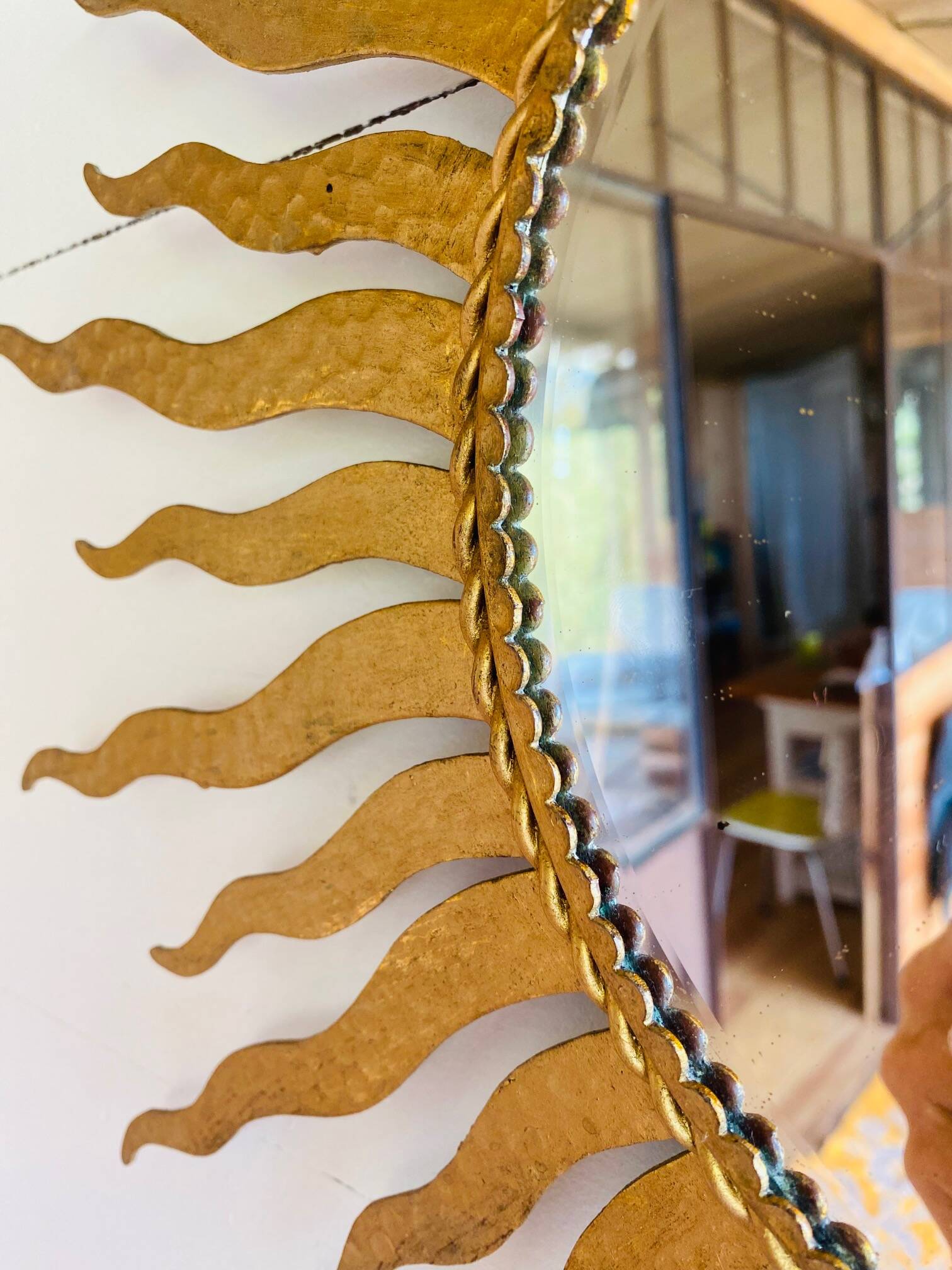 Golden sun mirror 50cm from the 70s.