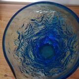 Blue Glass Pitcher with Bark Effect and Bumpy Texture, Geoffrey Baxter or Ingrid Glasshütte, 1960s-70s