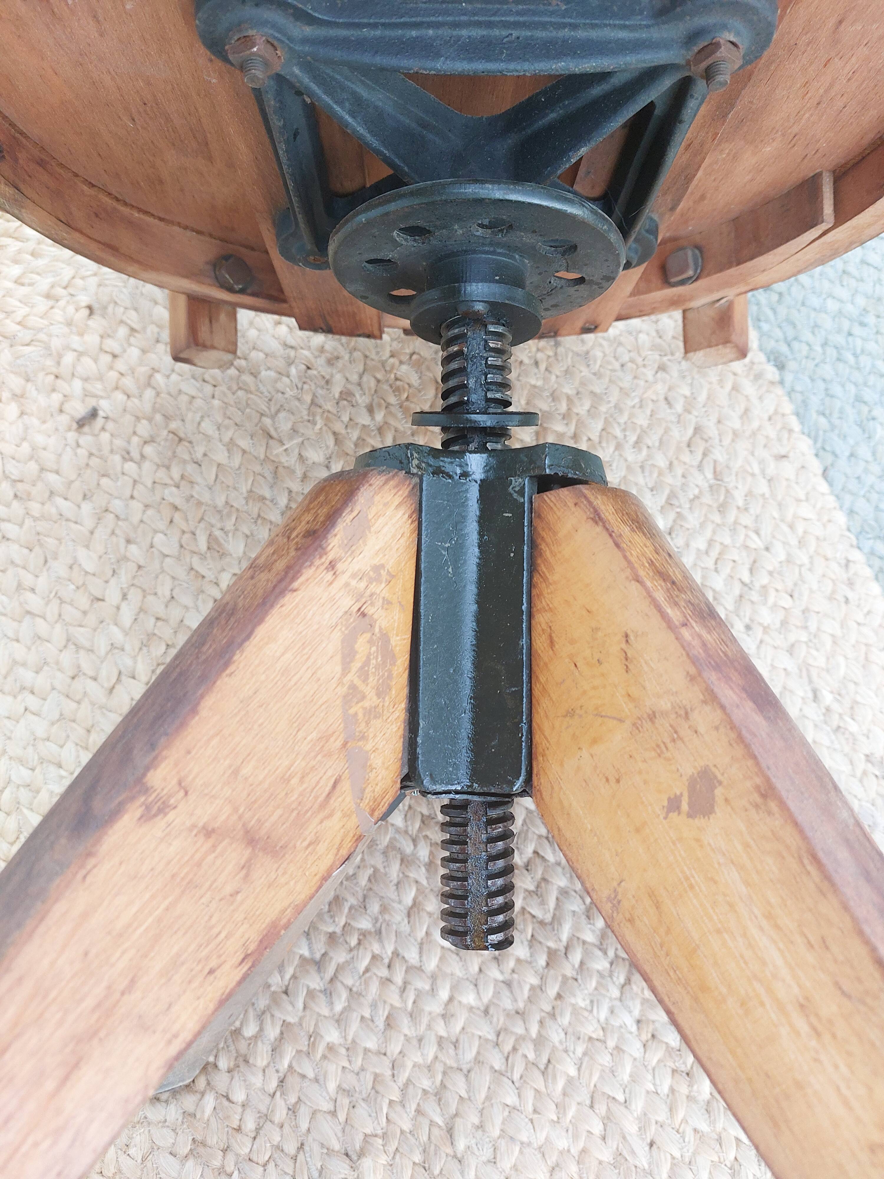 wooden swivel chair, height adjustable