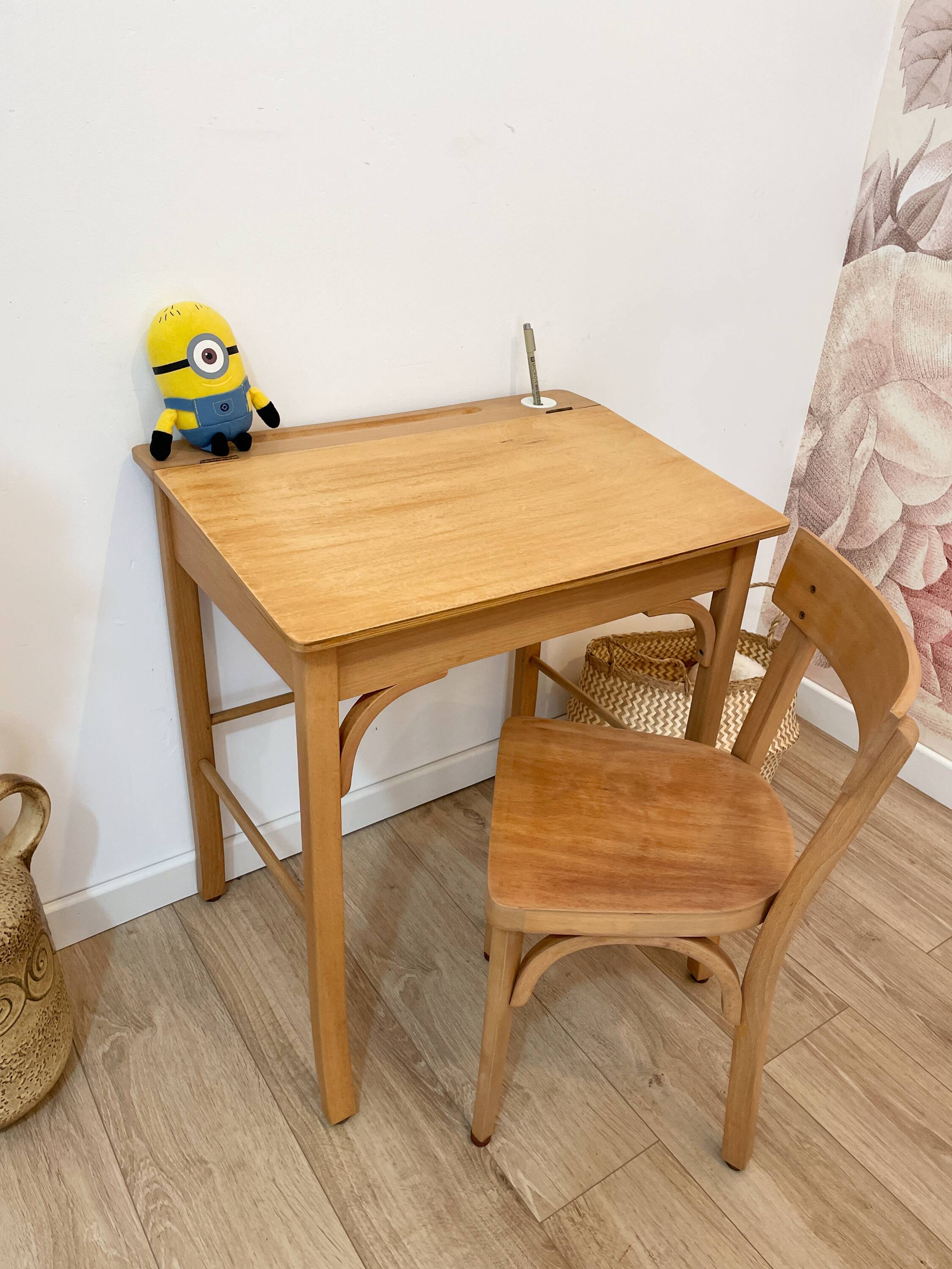 Pupitre/Bureau enfant et sa chaise - Baumann - Années 50/60