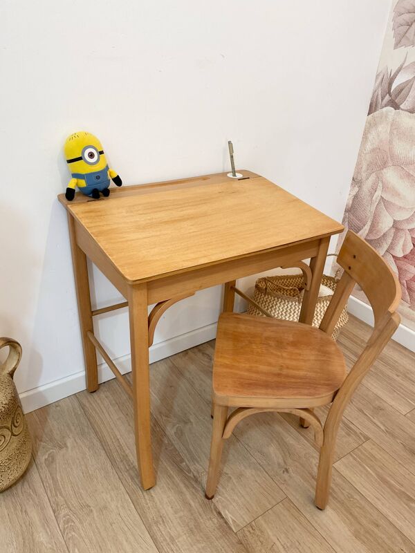 Pupitre/Bureau enfant et sa chaise - Baumann - Années 50/60