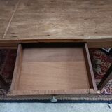 Old small farmhouse table with drawer, 6 place settings