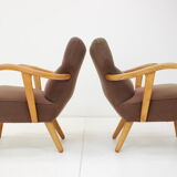 1940s Pair of Oak Armchairs by Krasna Jizba, Czechoslovakia