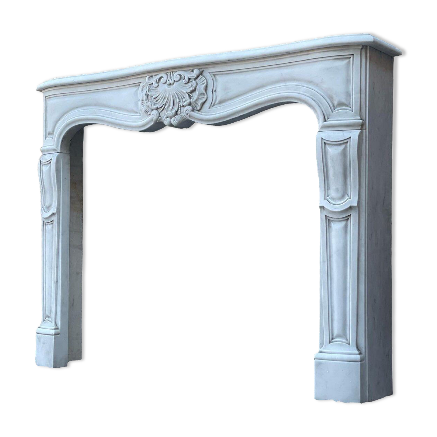 Louis XV style fireplace in Carrara marble around 1880