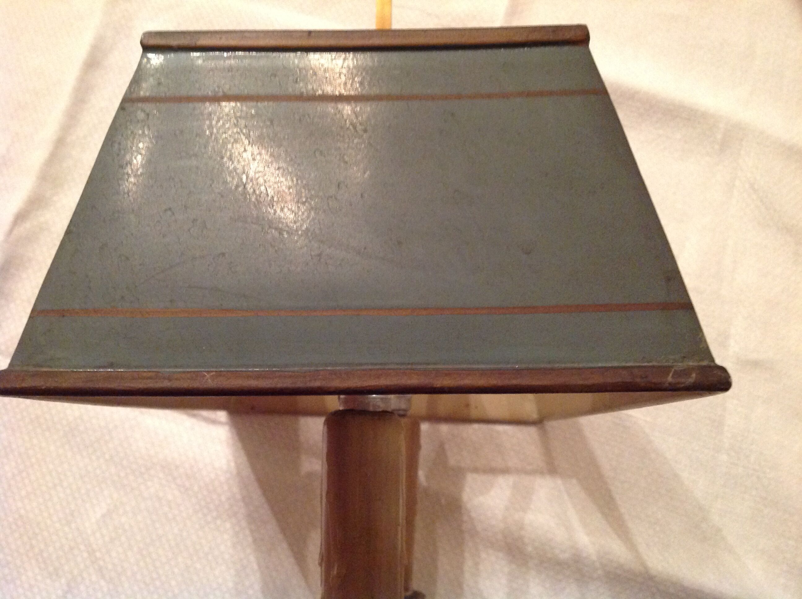 Antique bronze hot water bottle lamp, early 20th century