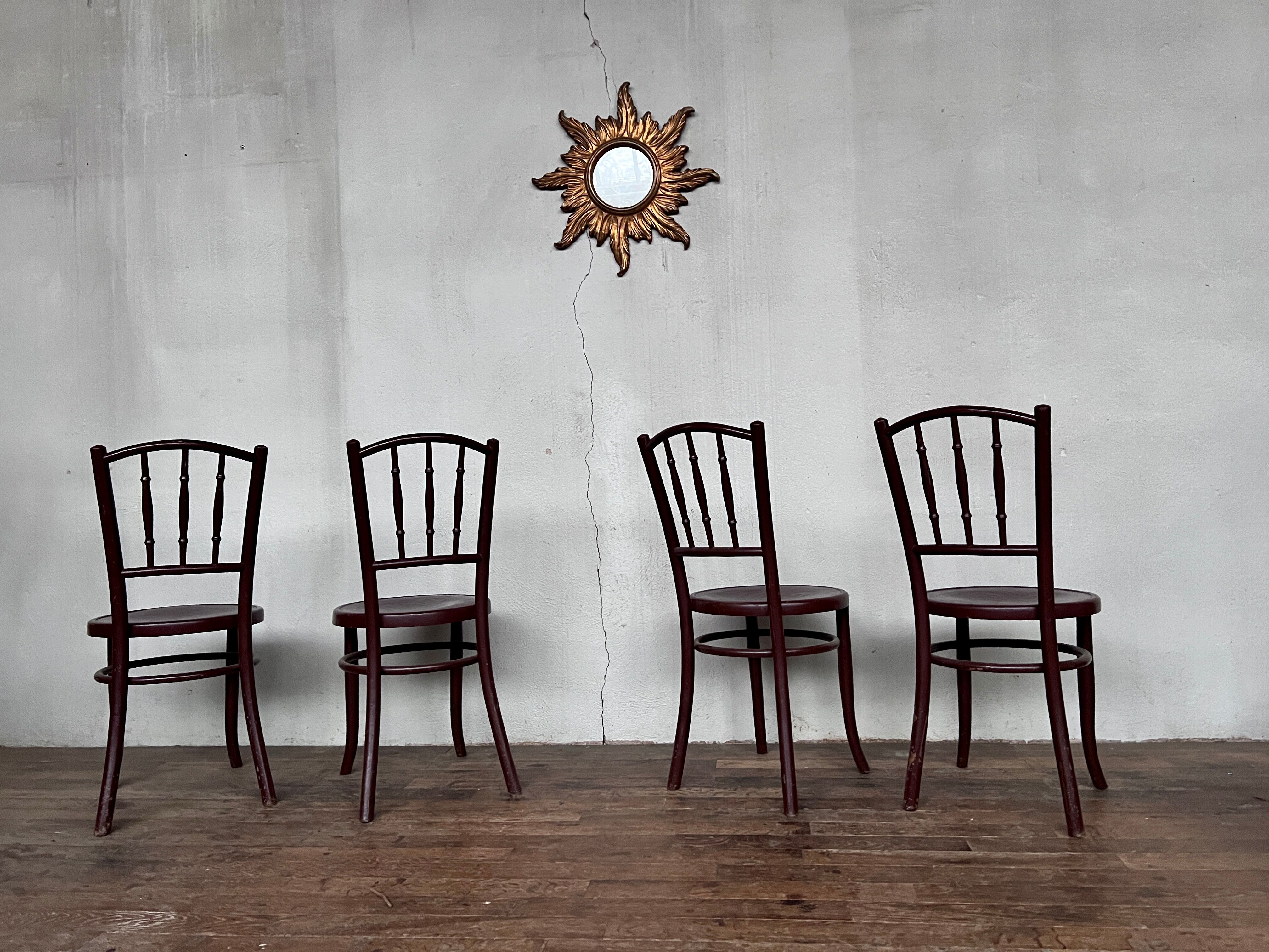 Series 4 wooden chairs 1950 fischel