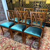 6 cherry wood chairs with openwork backs