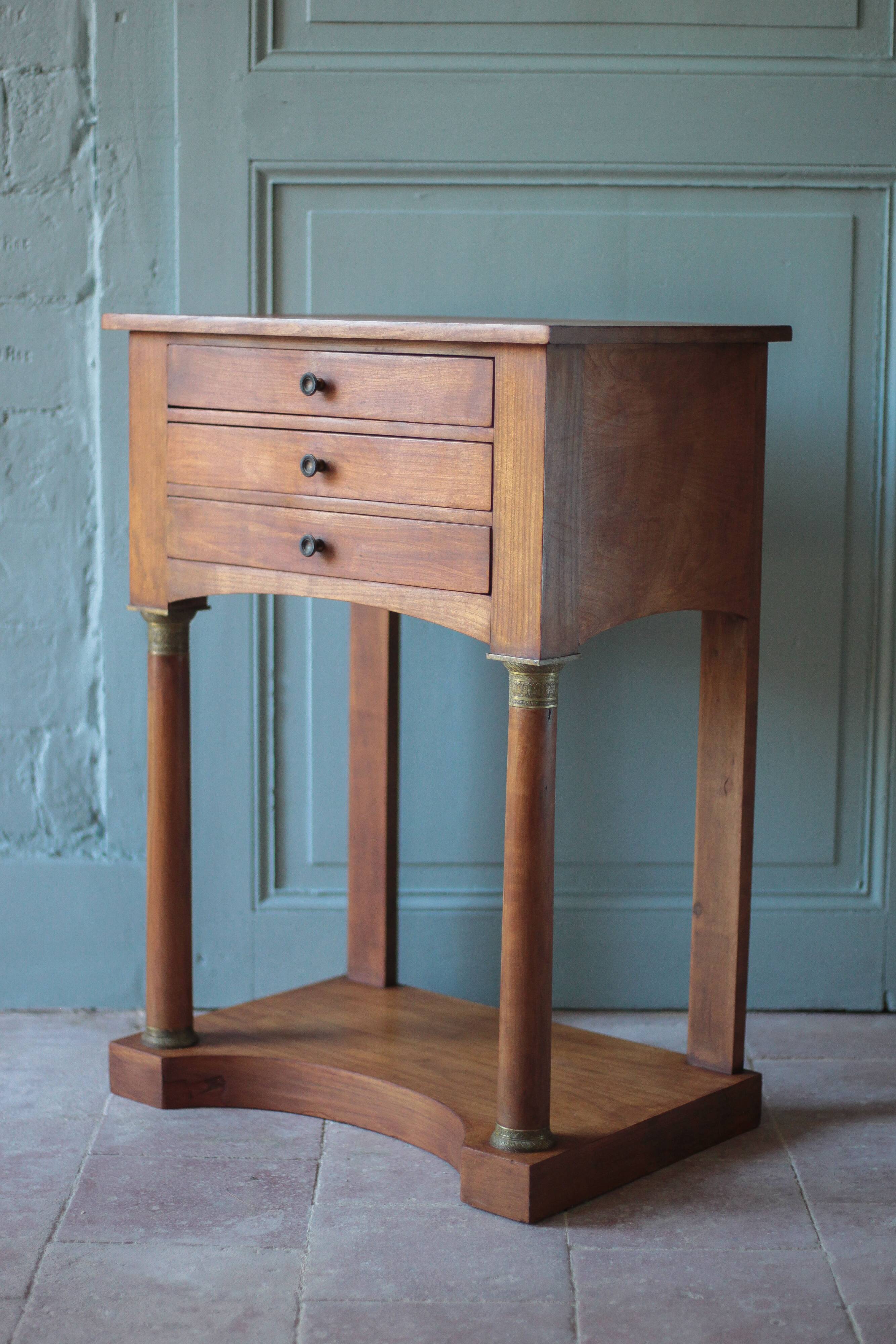 Bedside table or console in Empire style, drawer unit, end table.