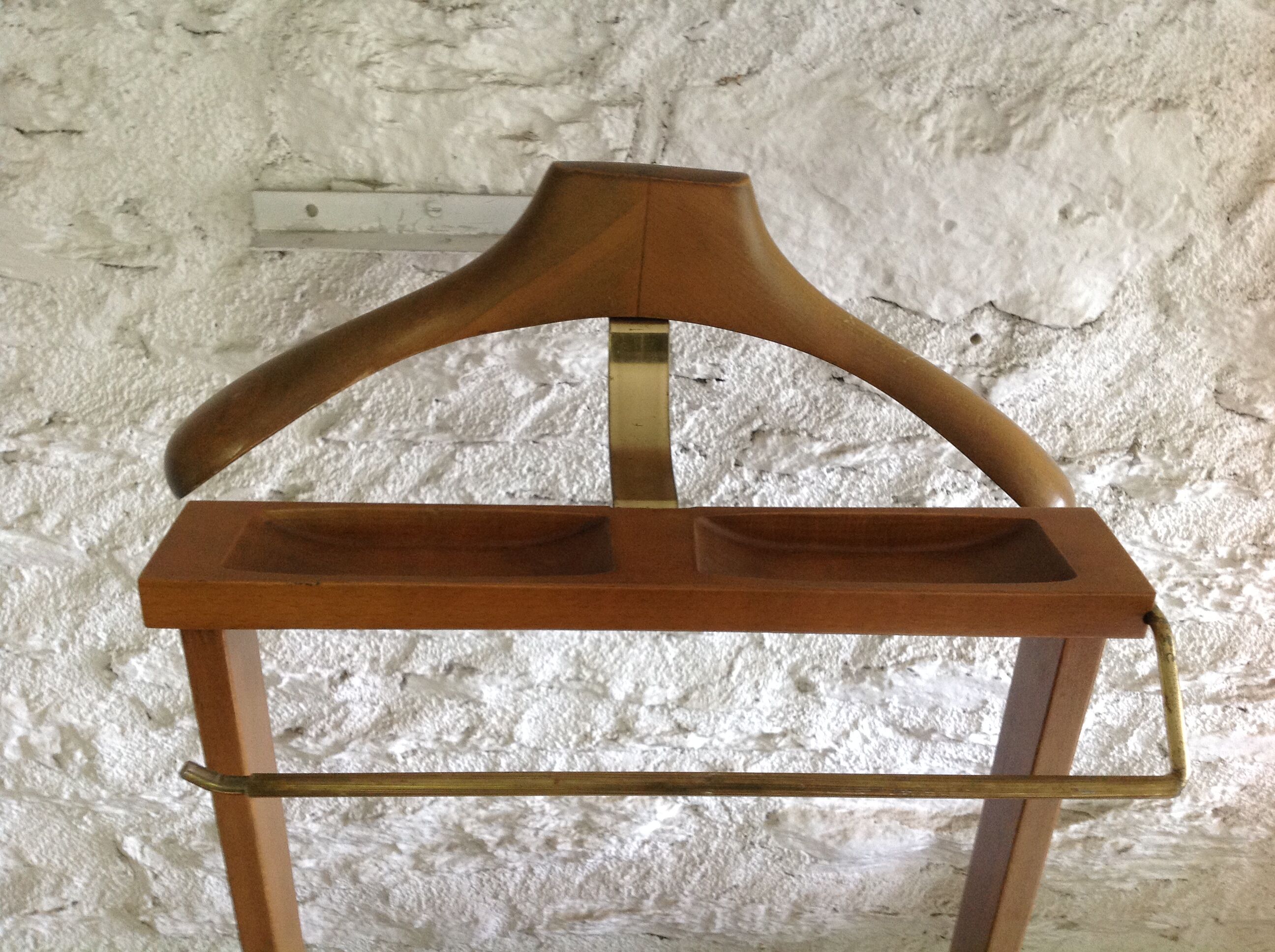 Brass wood wheeled valet