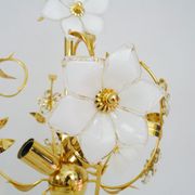 Vintage flower chandelier in Murano glass and brass with 2 burners. Year 70
