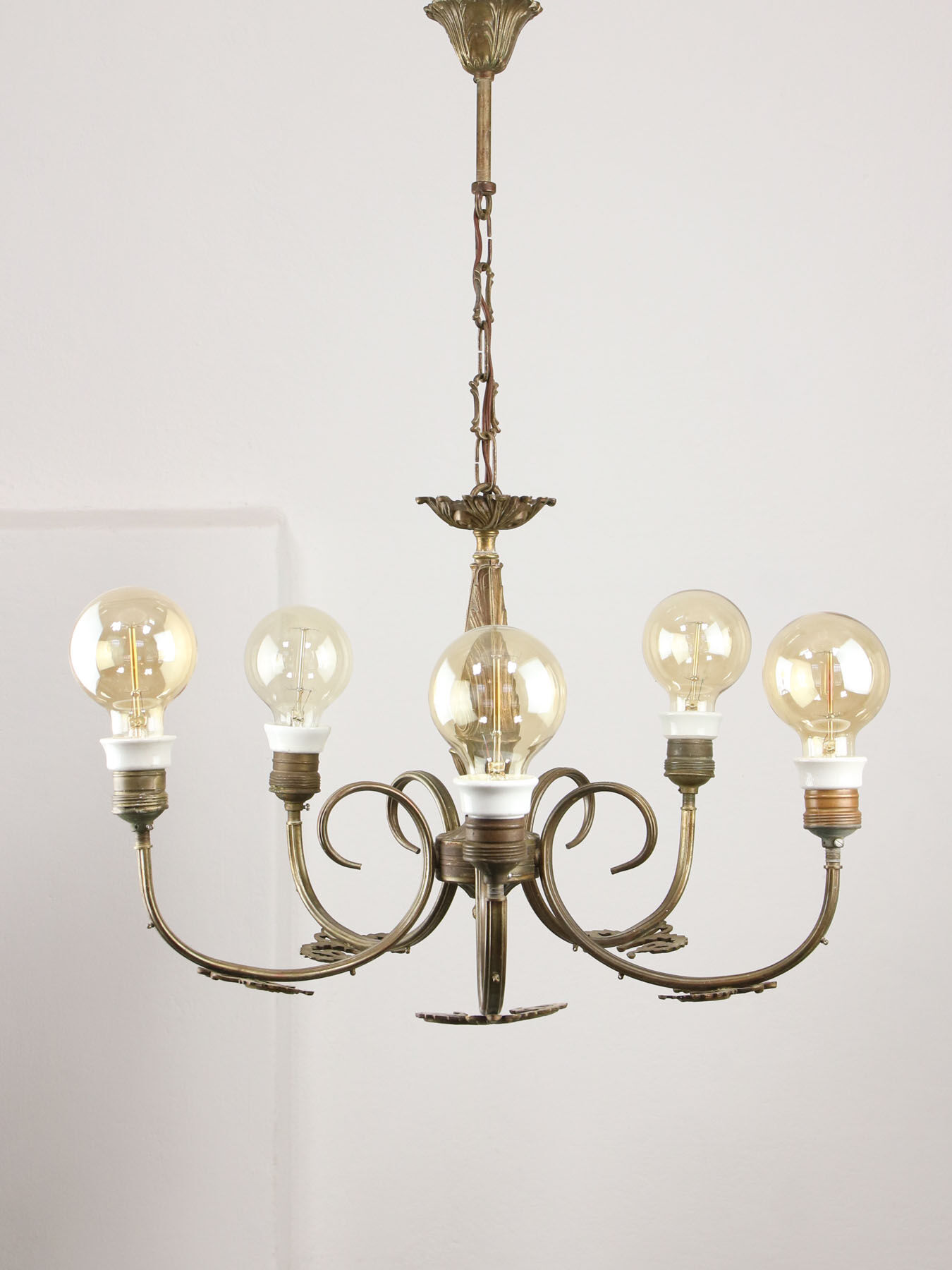 Art-deco brass chandelier, 1930s