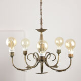 Art-deco brass chandelier, 1930s