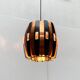 Lampe suspension danoise en métal cuivre et noir et prisme de style mid-century modern par Werner Schou pour Coronell Elektro