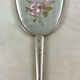 Toiletry set - metal and silk brush and hand mirror England from the 50s