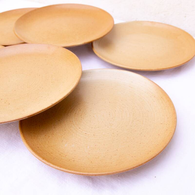 6 village stoneware dessert plates France