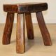 Vintage brutalist low stool in solid ash, 1960s
