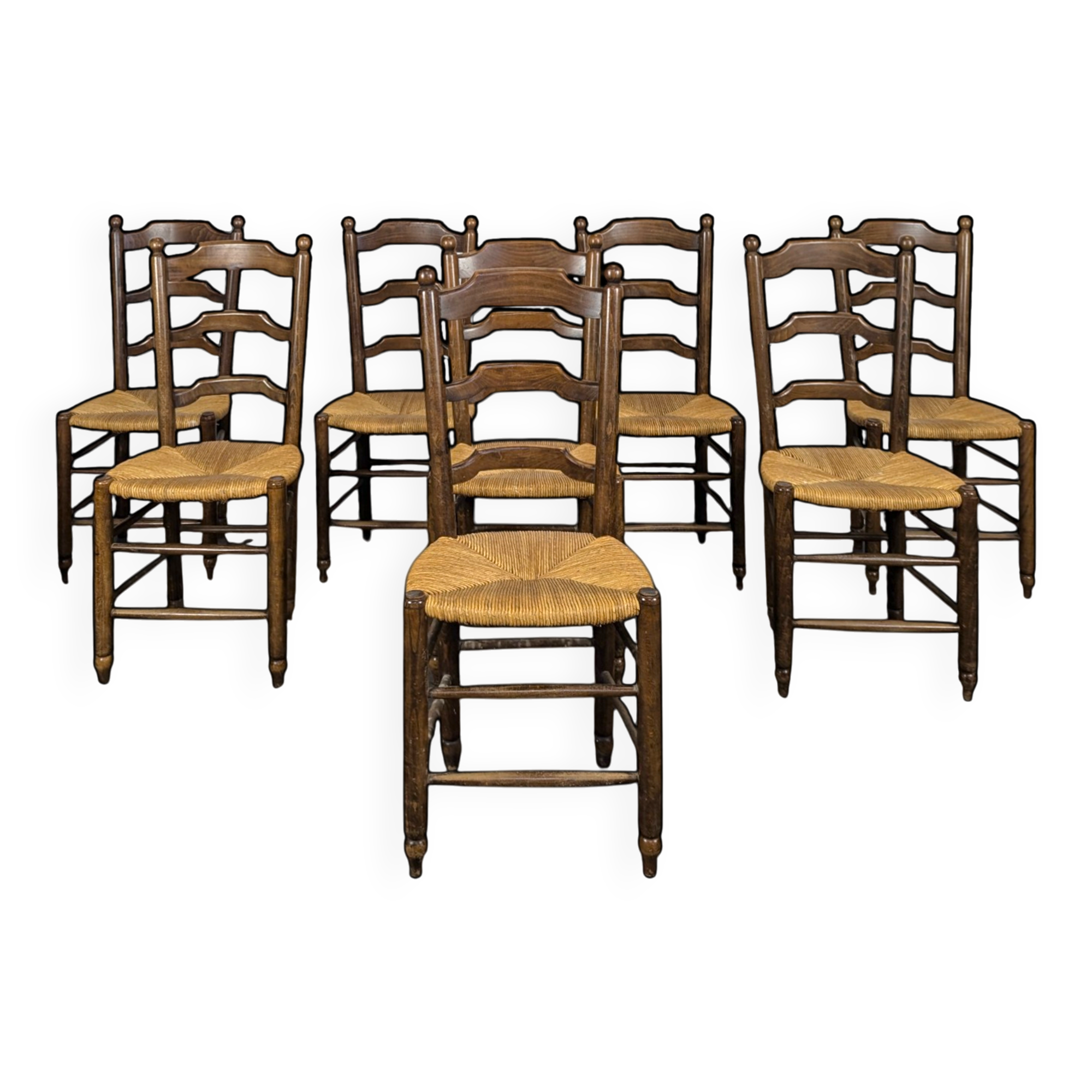 Séries de 8 chaises paillées