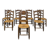Sets of 8 straw-seated chairs