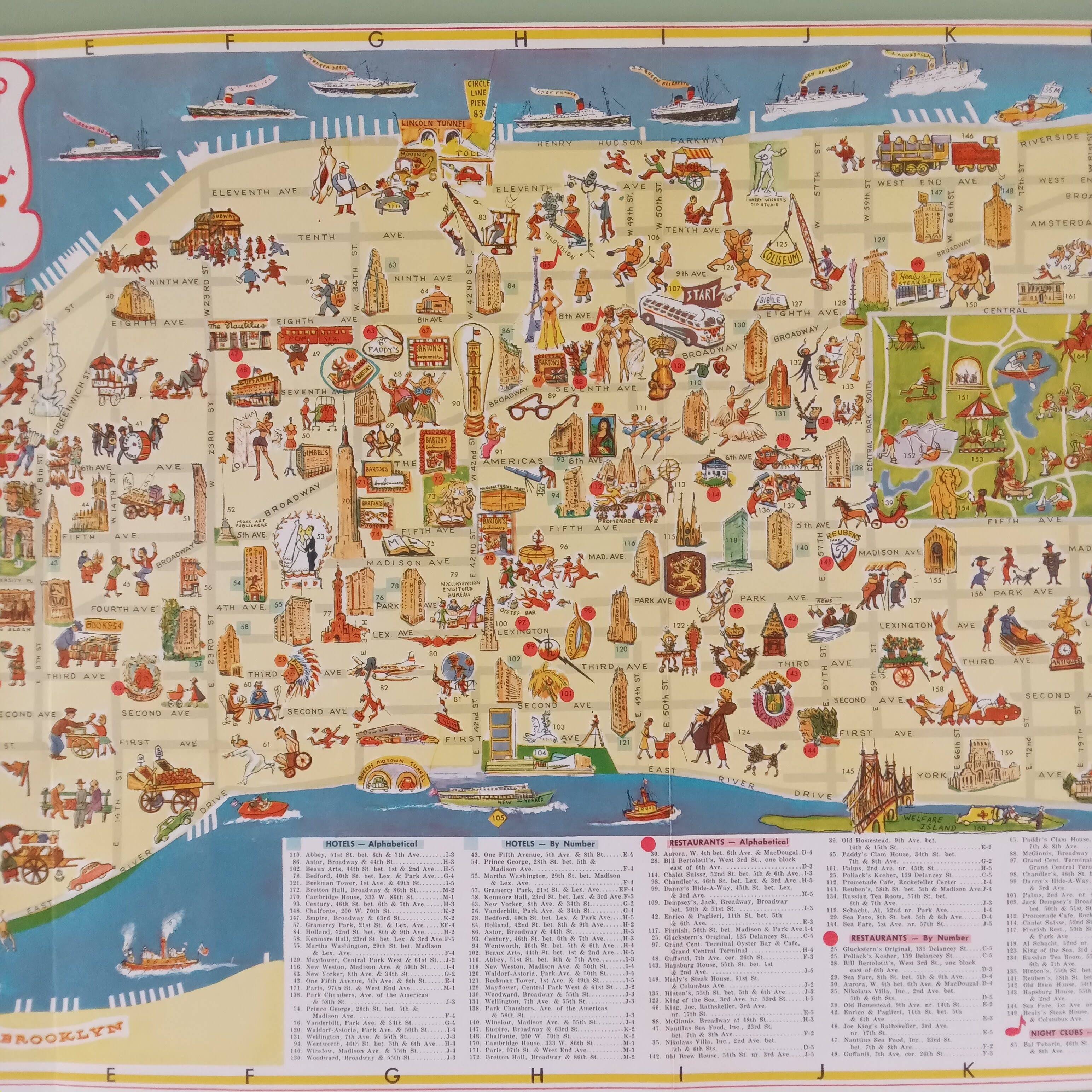 Pictorial map of New York 1950's