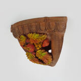 Corner wall lamp in terracotta with fruit decoration, signed D.Chadeau