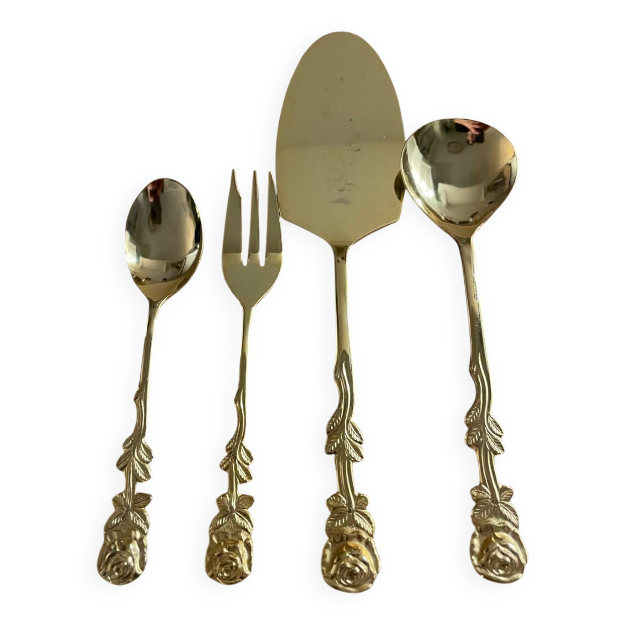 Set of 24-karat gold-plated dessert cutlery