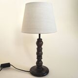 Turned wood lamp