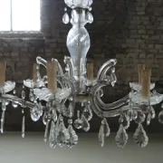 Maria Theresa crystal chandelier with leaf drops, 6 lights, mid-20th c.
